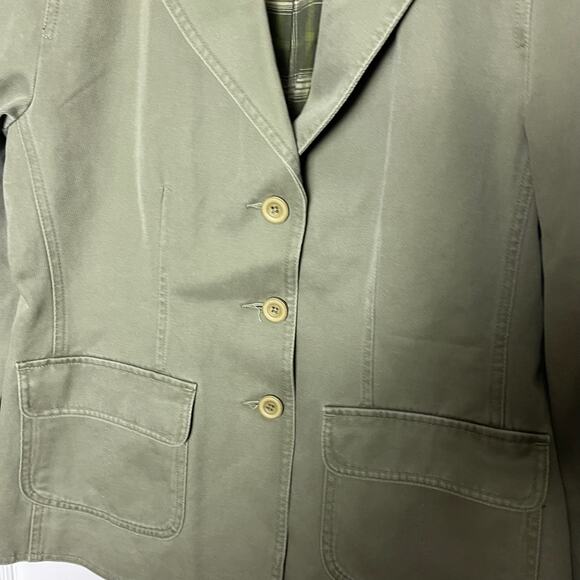 L.L. Bean Y2K Women's Green Canvas Plaid Flannel Lined Jacket Size Small - Picture 3 of 10
